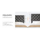 US GARVEE Full Size Bed Frame with 4 Storage Drawers and Adjustable Headboard, Linen Upholstered Platform Bed Frame, Diamond Stitched Button Tufted, No Box Spring Needed(Dark Grey)