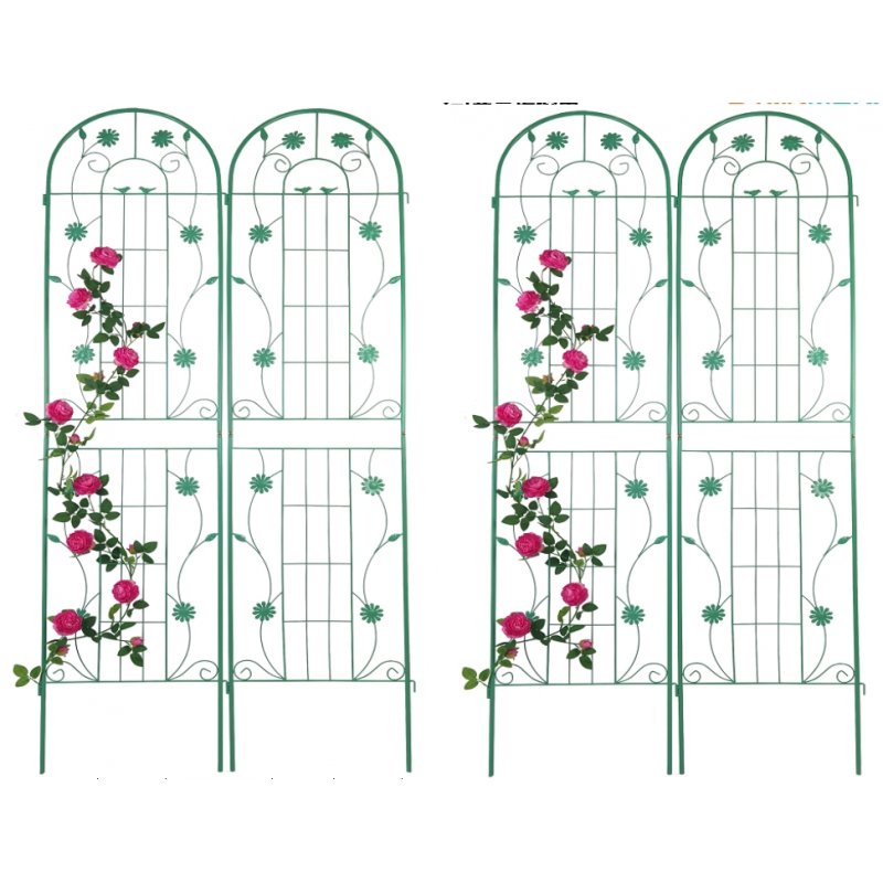 US GARVEE Garden Trellises for Climbing Plants, 4 Pack Metal Plant Trellises, 7.2Ft Iron Plants Support, 86.6