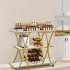 US GARVEE Gold Bar Cart with Wheels 3 Tier Bar Serving Cart with Glass Holder and Wine Rack