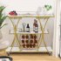 US GARVEE Gold Bar Cart with Wheels 3 Tier Bar Serving Cart with Glass Holder and Wine Rack