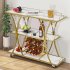 US GARVEE Gold Bar Cart with Wheels 3 Tier Bar Serving Cart with Glass Holder and Wine Rack