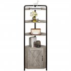 US GARVEE Grey Corner Cabinet with Storage, 5 Tiers 70.9 Inches Corner Canbiet with Door, Farmhouse Freestanding Corner Bookshelf with Protective Fence, Tall Corner Display Shelf for Kitchen, Living Room