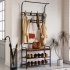 US GARVEE Hall Tree Bench  Rustic Brown with 8 Hooks  Storage Bench with Hanging Bar  Coat Rack for Entryway  Hallway  Bedroom