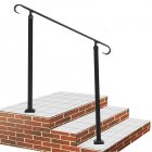 US GARVEE Handrails for Outdoor Steps Fits 1-3 Steps Mattle Wrought Iron Handrail Stair Rail Black
