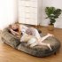 US GARVEE Human Size Dog Bed for Adults  Foldable  71 x43 x10   Washable Faux Fur Cover  Non Slip  Portable  Ideal for Napping  Brown