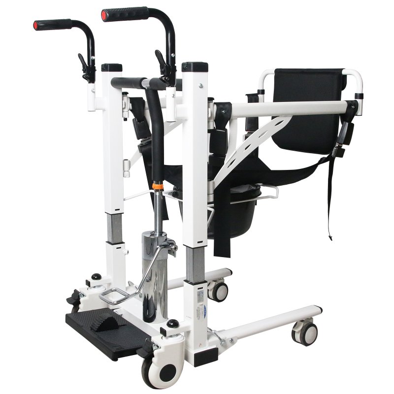 US GARVEE Hydraulic Patient Transfer Lift Chair with Backrest and Commode, Adjustable Seat Height, Shower Chair, Elderly Lift-Assisted Bedside Toilet Chair for Home Use Multifunctional Transfer Wheelchair