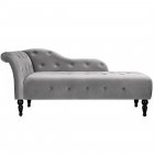 US GARVEE Indoor Velvet Lounge Sofa with Solid Wood Legs, 115° Angled Back, High-Density Sponge, Grey, for Bedroom, Living Room, Office