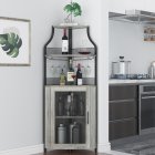 US GARVEE Industrial Corner Wine Cabinet, Removable Rack & Glass Holder