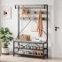 US GARVEE Industrial Storage Shoe Bench  72  Mudroom Hall Tree with 8 Hanging Hooks