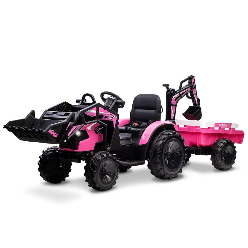 US GARVEE Kids Ride on Tractor with Trailer 24V 3-in-1 Battery Powered Electric Ride on Tractor