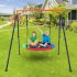 US GARVEE Kids Saucer Swing Set   Heavy Duty Metal Frame   Adjustable Ropes   Durable Polymer Seat   Non Slip Surface   440lbs Load   Backyard  Playground