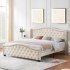 US GARVEE King Size Upholstered Platform Bed Frame with Tall Headboard 47 2   King Bed with Velvet Button Tufted   Nailhead Trim Wingback Headboard  Luxurious A