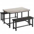 US GARVEE Kitchen 2 Upholstered Benches Dining Table Set for 4, Retro Grey