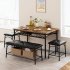 US GARVEE Kitchen Table Set for 4 with Bench   Stools  Upholstered PU Cushion  Metal   Wood  Storage Shelves  Small Space Solution  Rustic Brown