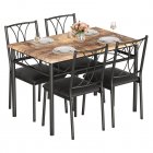 US GARVEE Kitchen Table Set Retro Cozy Chairs Metal Frame - Retro Brown