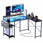 US GARVEE L Shaped Computer Gaming Desk 54 Inch Reversible Desk with Power Outlet & LED Light Black