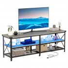 US GARVEE LED TV Stand, Entertainment Center for 70 inch TV Media Console Table, Gaming TV Stand with Storage Shelves and Power Outlets, Industrial TV Console Furniture for Living Room