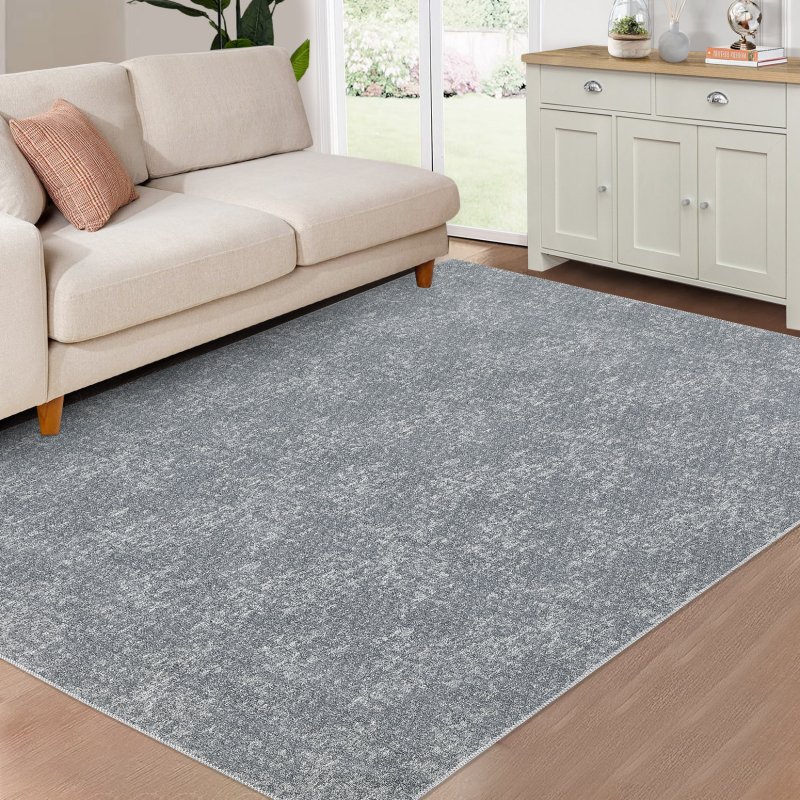 US GARVEE Large Area Rug 9X12 Solid Contemporary Area Rug Washable Rug Grey Rug Thin Living Room Rug Indoor Carpet Soft Low Pile Rug Reversible Bedroom Rug for Nursery Room, Grey