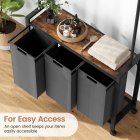US GARVEE Laundry Sorter, Laundry Hamper 3 Section with Hanging Rack, Rolling Laundry Cart on Wheels, Pull-Out and Removable Laundry Basket with Shelf, Rustic Brown and Black