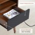 US GARVEE Mid Century Modern Nightstand Side Table with Charging Station Drawer Walnut