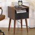 US GARVEE Mid Century Modern Nightstand Side Table with Charging Station Drawer Walnut