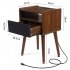 US GARVEE Mid Century Modern Nightstand Side Table with Charging Station Drawer Walnut