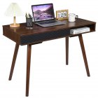 US GARVEE Mid Century Modern Desk with Drawers Simple Home Office Desk Writing Desk Walnut