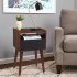 US GARVEE Mid Century Modern Nightstand Side Table with Charging Station Drawer Walnut
