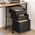 US GARVEE Mobile 3 Drawer File Cabinet with Wheels  Metal Frame  MDF Top  Fits Letter A4  Rustic Black  Home Office Storage