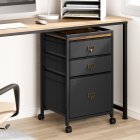 US GARVEE Mobile 3-Drawer File Cabinet with Wheels, Metal Frame, MDF Top, Fits Letter/A4, Rustic Black, Home Office Storage