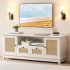 US GARVEE Modern Rattan TV Stand for 65  Inch TV  MDF Wood  Adjustable Shelves  Cable Management  2 Drawers  Living Room