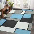 US GARVEE Modern Rug 9x12 Rug for Living Room Machine Washable Rugs Geometric Non Slip Rug Contemporary Carpet for Bedroom Soft Large Rug Stain Resistant Floor Mats Classroom Office Rug Sky Blue 9'x12'