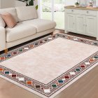 US GARVEE Modern Rug 9x12 Large Geometric Bordered Area Rugs for Living Room Bedroom Low Pile Office Border Rug Minimalist Abstract Carpet Non Slip Farmhouse Area Rugs Beige