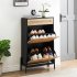 US GARVEE Natural Rattan Shoe Rack Storage Cabinet   Large Capacity   Adjustable Shelves   Solid Wood   Metal Support Feet   Entryway  Hallway