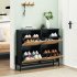 US GARVEE Natural Rattan Shoe Cabinet with 4 Flip Drawers  Entryway Hallway Free Standing Shoe Racks  Hidden Shoe Cabinet with Metal Legs for Heels  Boots  Slip
