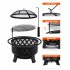 US GARVEE Outdoor 2 in 1 Fire Pit 30 Inch Wood Burning FirePit with Grill Spark Screen
