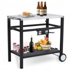 US GARVEE Outdoor Grill Cart Pizza Oven Stand BBQ Prep Table with Wheels & Hooks