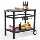 US GARVEE Outdoor Grill Cart Pizza Oven Stand BBQ Prep Table with Wheels & Hooks
