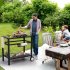 US GARVEE Outdoor Grill Cart Pizza Oven Stand BBQ Prep Table with Wheels   Hooks