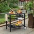 US GARVEE Outdoor Grill Cart Pizza Oven Stand BBQ Prep Table with Wheels   Hooks