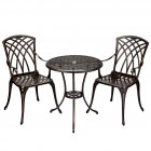 US GARVEE Patio Bistro Set with Umbrella Hole, 3 Piece Cast Aluminum Bistro Table and Chairs Set, Patio Table and Chairs, Bistro Set for Patio Backyard, Garden, Patio Balcony, Bronze