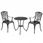 US GARVEE Patio Bistro Set with Umbrella Hole, 3 Piece Cast Aluminum Bistro Table and Chairs Set, Patio Table and Chairs, Bistro Set for Patio Backyard, Garden, Patio Balcony, Black