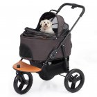 US GARVEE Pet Stroller 3-in-1 Multifunction Pet Travel System One-Click Folding Grey Orange