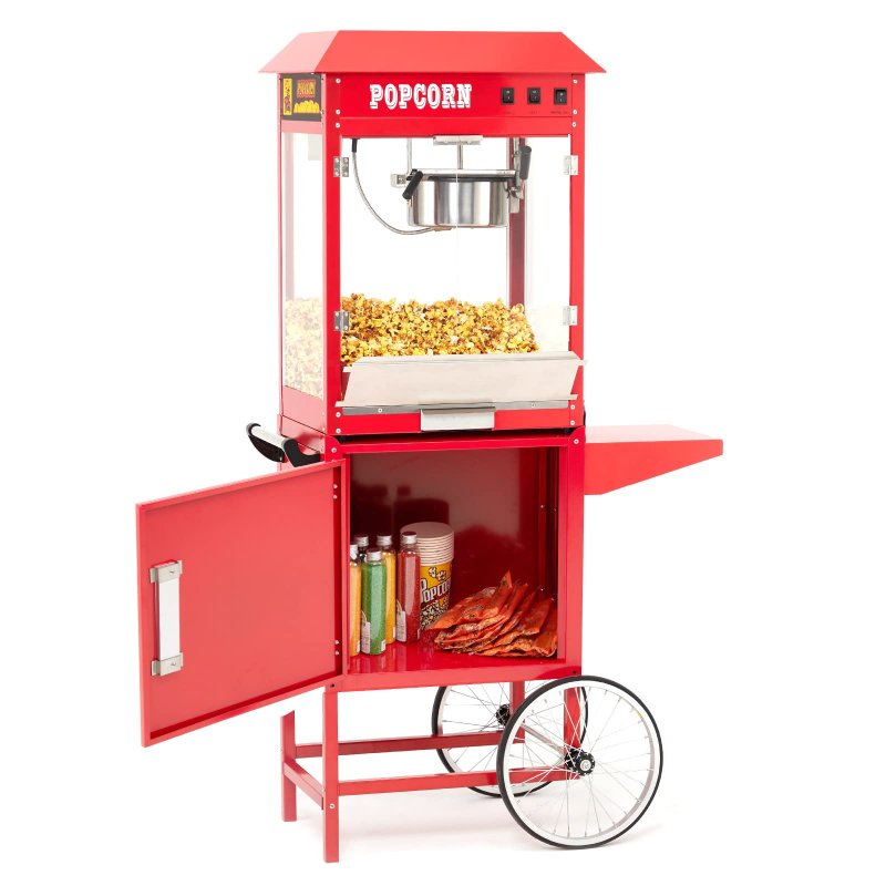 US GARVEE Popcorn Machine Cart Commercial Popcorn Machine with 8Oz Kettle Red