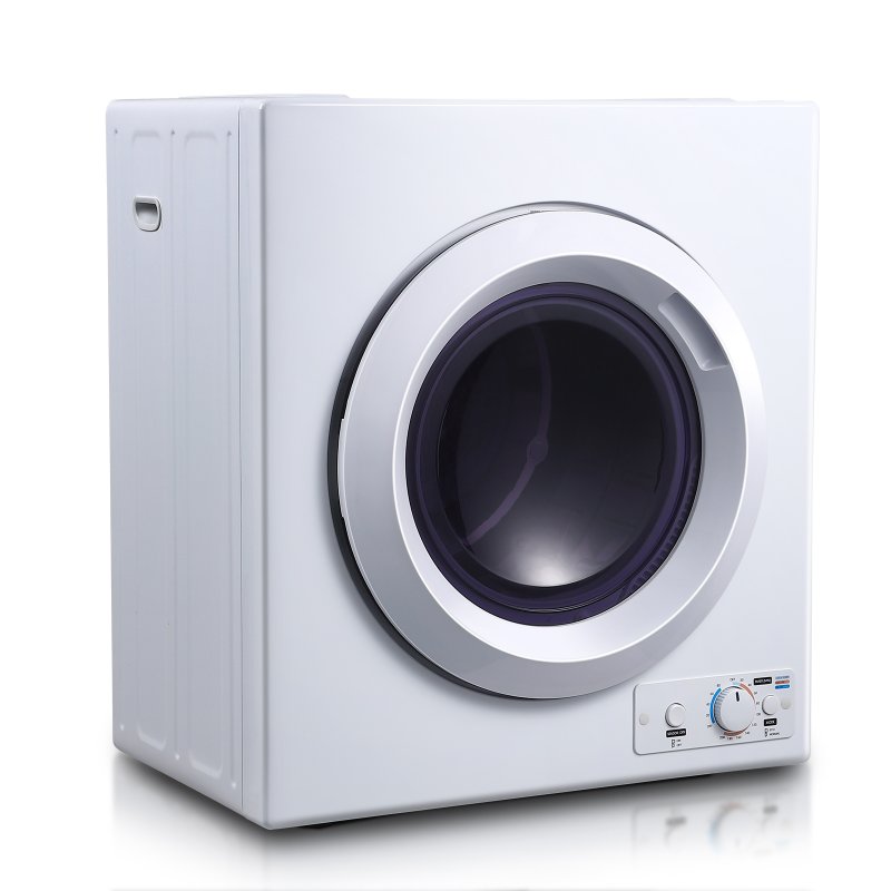 US GARVEE Portable Clothes Dryer, Laundry Dryer Dries Up to 14.4lbs Compact Laundry Dryers, 2.65 cu.ft Front Load Tumble Stainless Steel Electric Dryer Machine with Stainless Steel Tub & Easy Control Knob