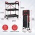 US GARVEE Portable Folding Service Cart 3 Tier Folding Utility Cart 56 Lbs Load Capacity per Shelf