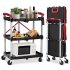 US GARVEE Portable Folding Service Cart 3 Tier Folding Utility Cart 56 Lbs Load Capacity per Shelf