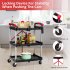 US GARVEE Portable Folding Service Cart 3 Tier Folding Utility Cart 56 Lbs Load Capacity per Shelf