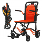 US GARVEE Portable Lightweight Folding Transport Chair, Ultra Lightweight, Locking Handbrake, Removable Flip Armrests, Aluminum Alloy, Swinging Footrests, Supports 220 lbs, Indoor & Outdoor Use