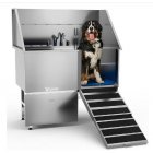 US GARVEE Professional Dog Grooming Bathing Station, Stainless Steel Dog Bathtub with Foldable Ramp, Storage Drawer, Floor Grate & Faucet/Dog Bathtub for Large, Medium & Small Pets - Right Door (50
